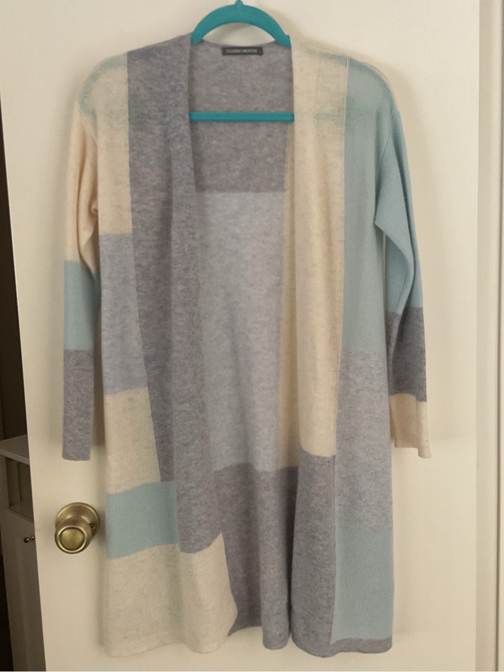 Cashmere Colorblock Open-Front Cardigan